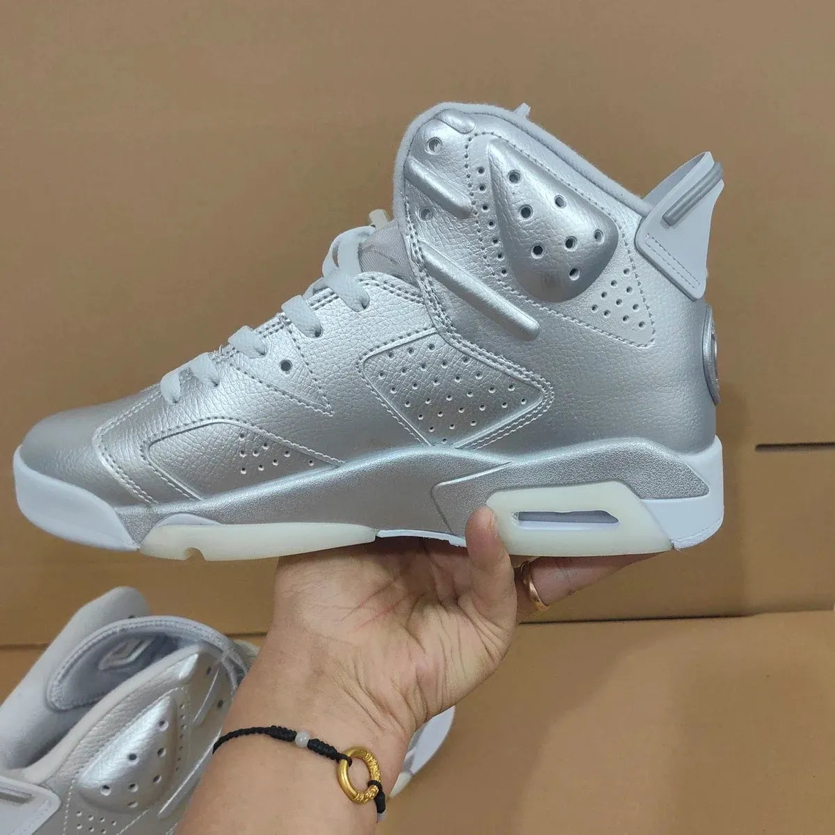 PSG x AJ 6 Metallic Silver Shoes Sneakers - nk0004782 image 8