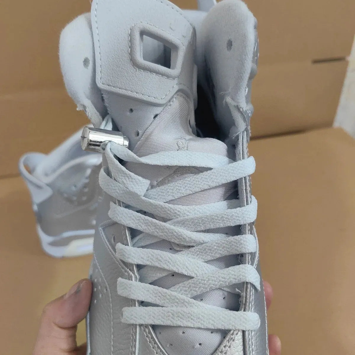 PSG x AJ 6 Metallic Silver Shoes Sneakers - nk0004782 image 14