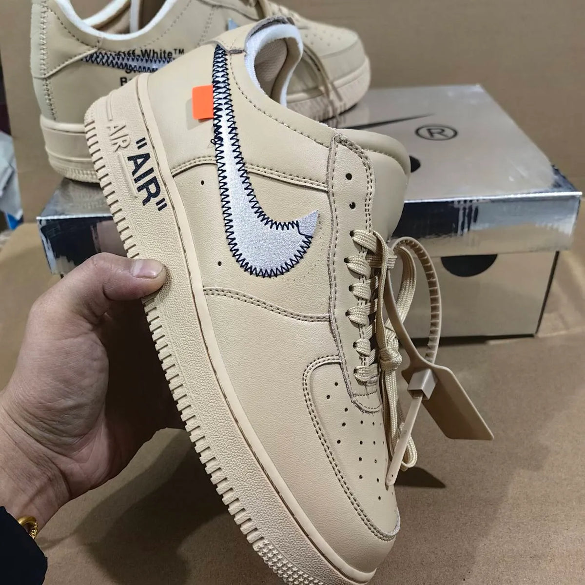 OW x AF 1 Low Sesame Shoes Sneakers - nk0004452 image 17
