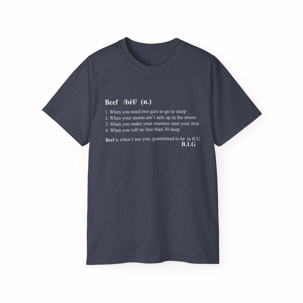 Beef Definition T-Shirt - M, Heather Navy image
