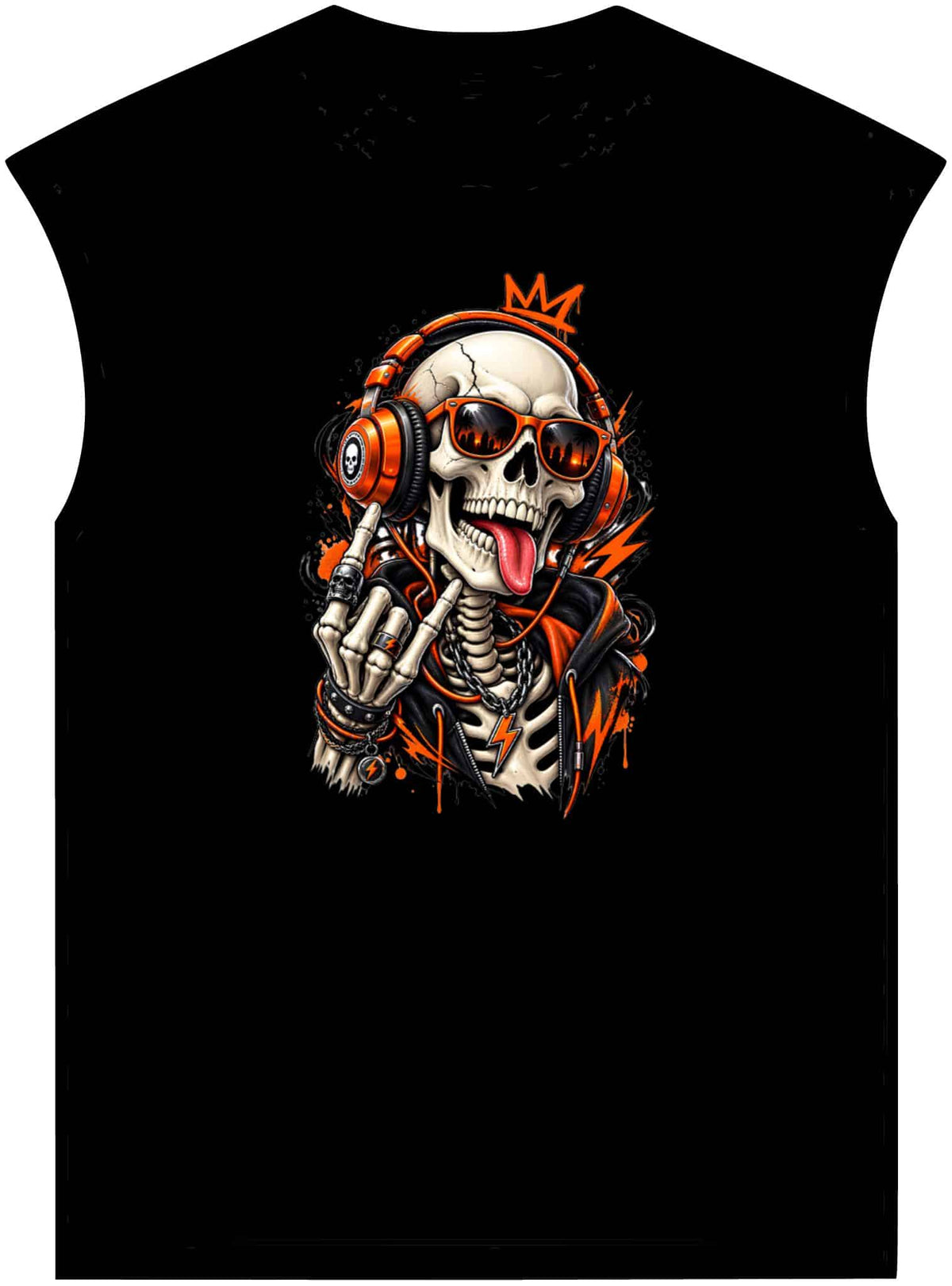 Neon Skull DJ Unisex Garment-Dyed Muscle Tee image