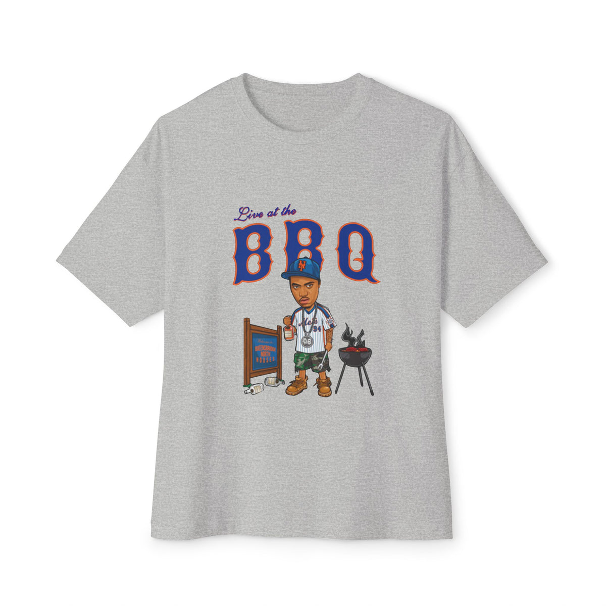 Rap Nas Live At The BBQ Unisex Oversized Boxy Tee - Athletic Heather, 2XL image