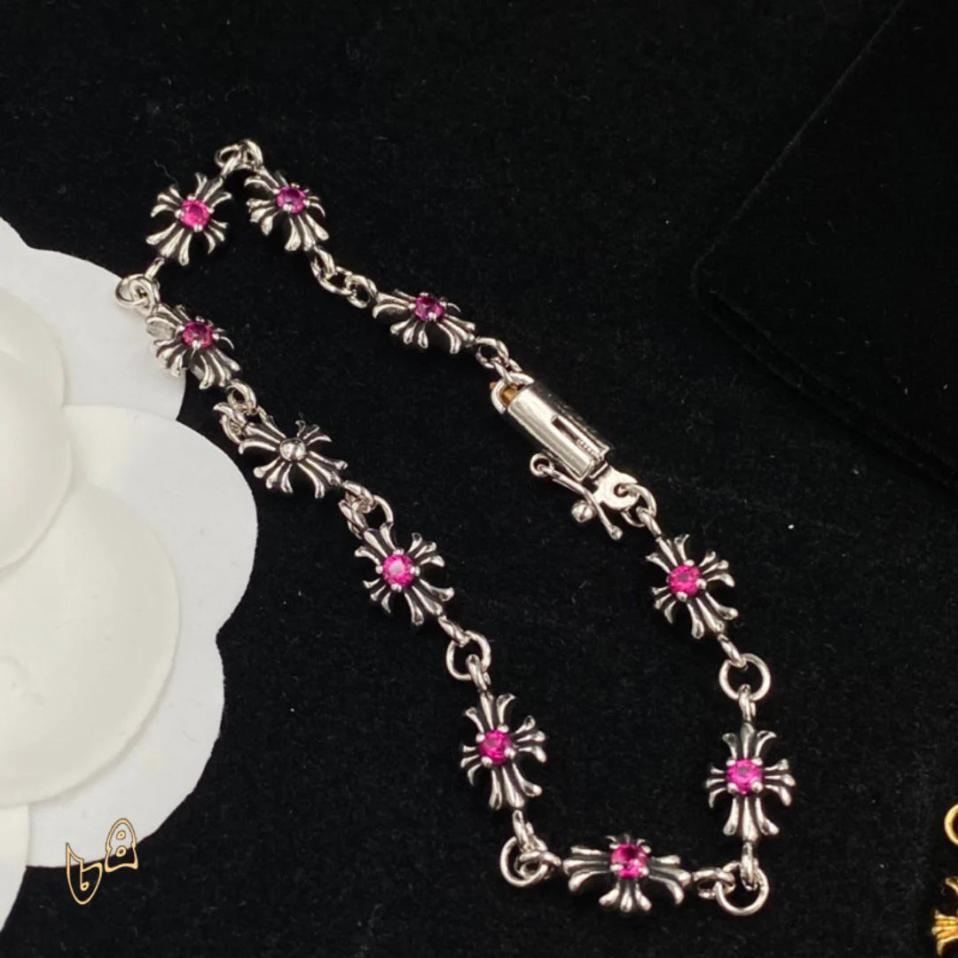 CH Cross Pink Charm Bracelet - CH0059 - Silver image