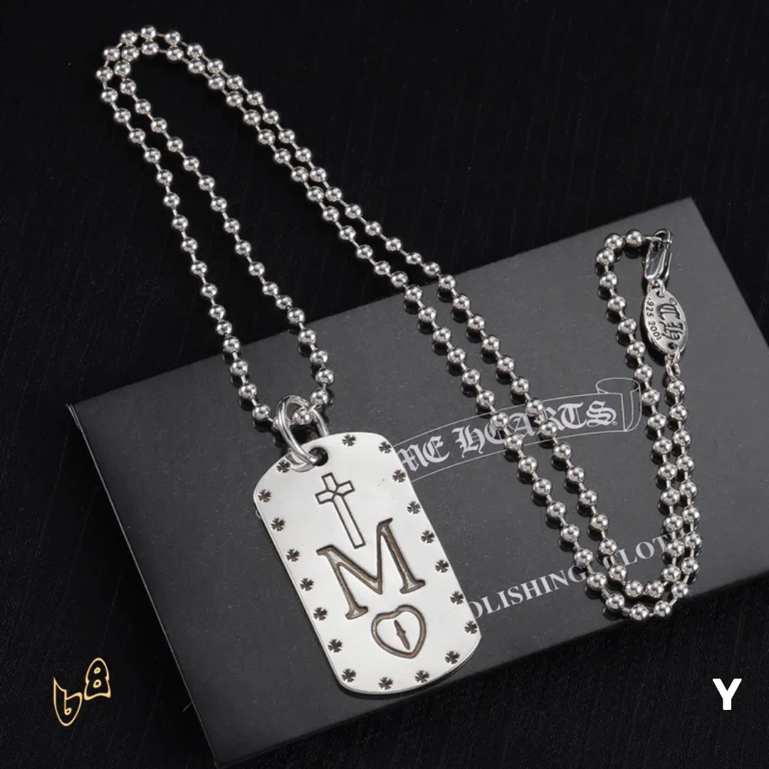CH M Love Pattern Square Necklace - CH0006 - One Size image