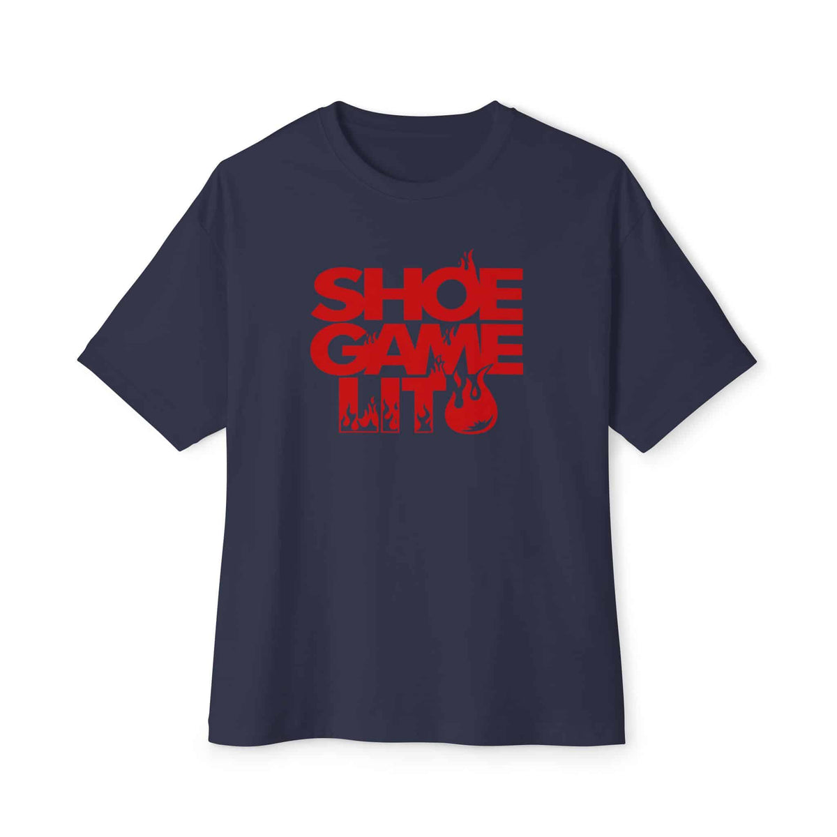 Graphic Print Unisex Oversized Boxy Tee - POD0040 - Navy, L image