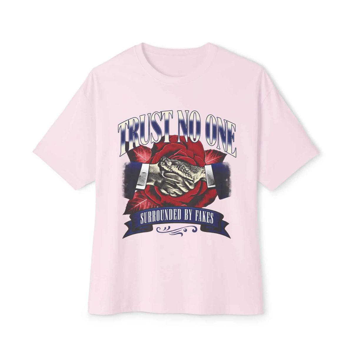 Graphic Print Unisex Oversized Boxy Tee - POD0037 - Soft Pink, XL image