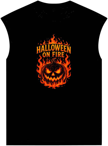 Halloween on Fire Unisex Garment-Dyed Muscle Tee image 0