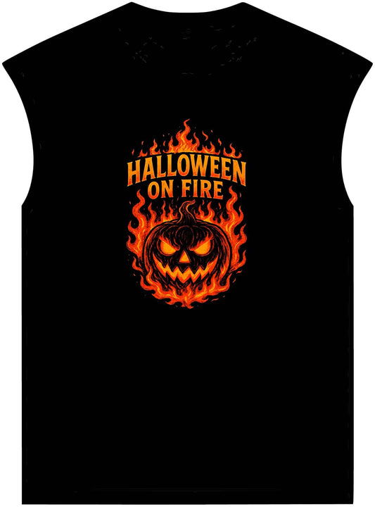 Halloween on Fire Unisex Garment-Dyed Muscle Tee image 0