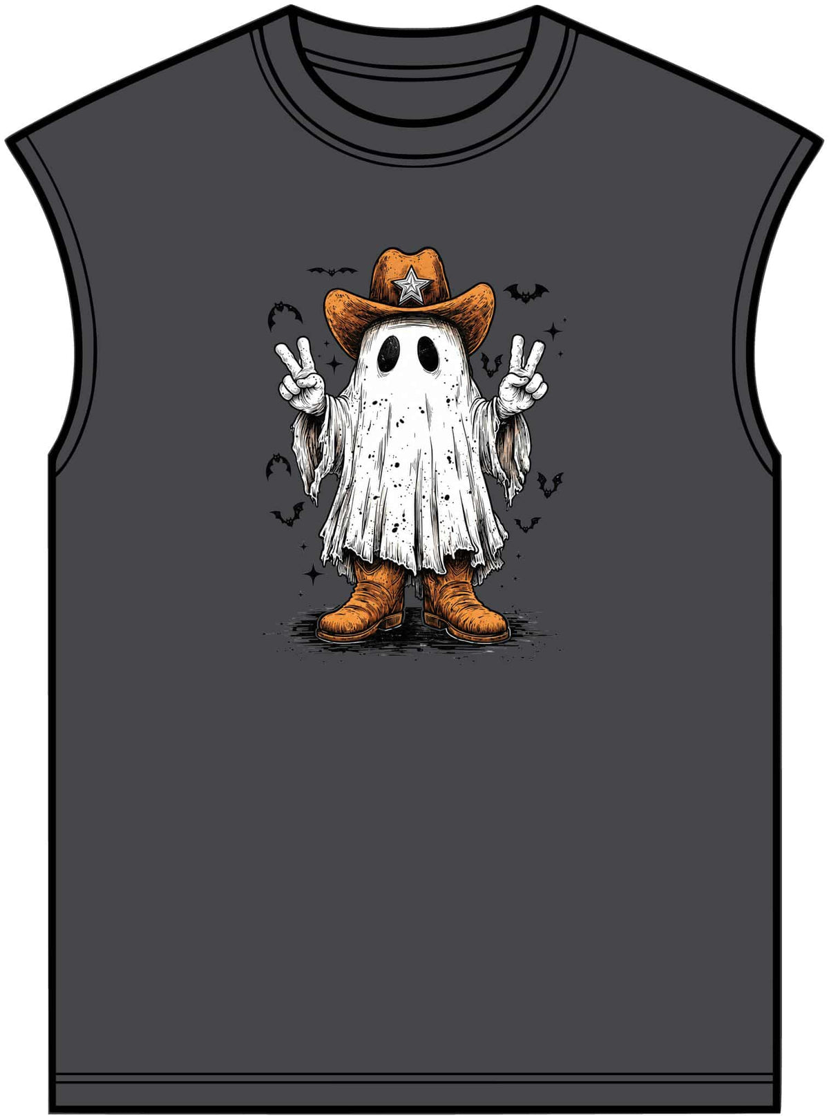Howdy Ghost Unisex Garment-Dyed Muscle Tee image