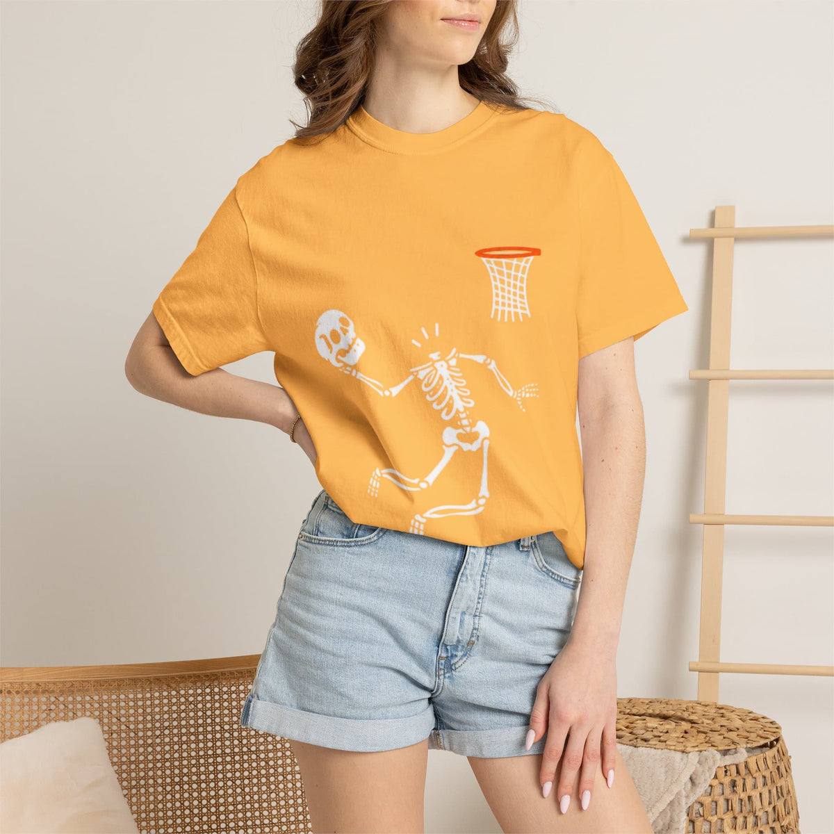 Halloween Basketball Skeleton Unisex Garment-Dyed T-shirt image 44