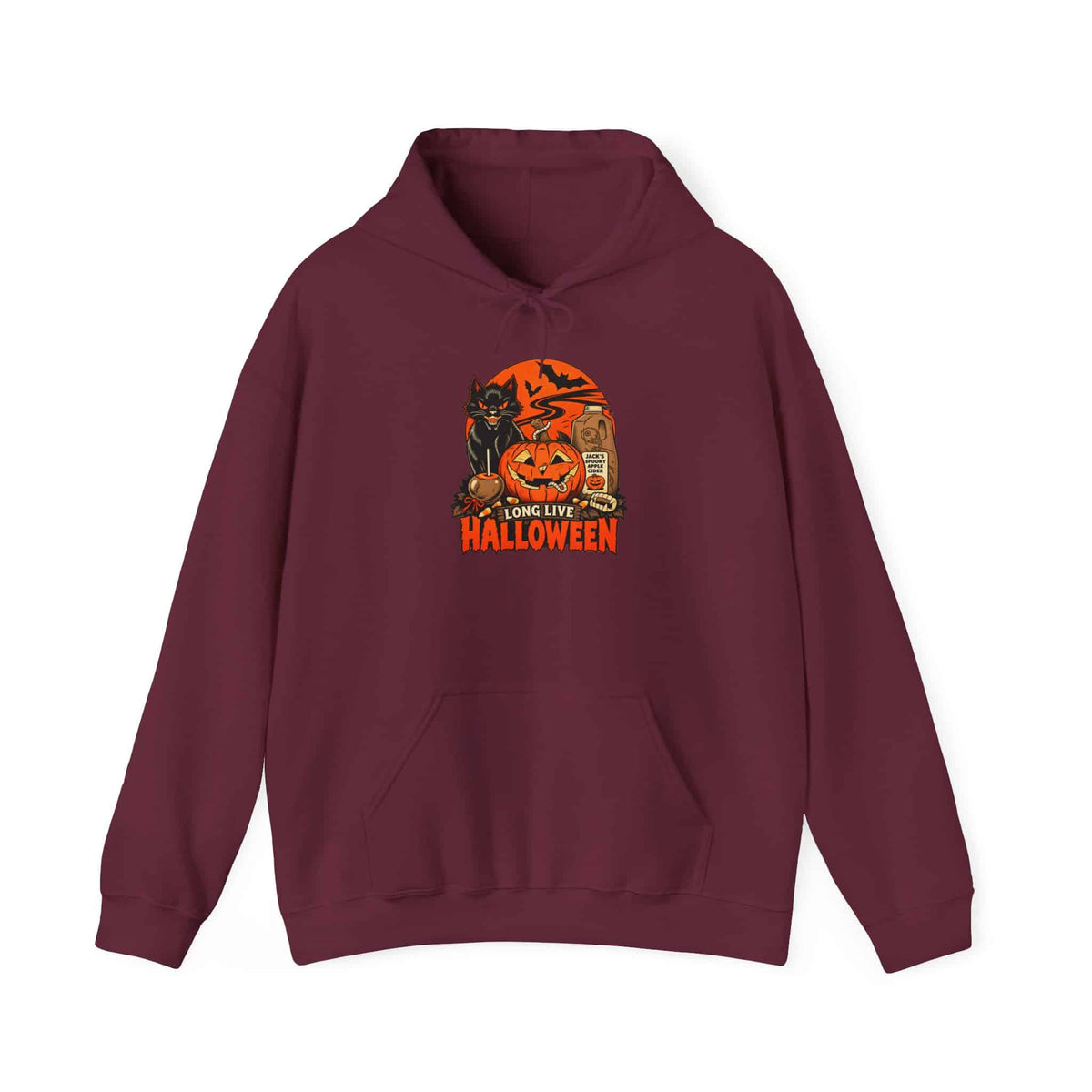 Midnight Cat Hooded Sweatshirt - XL, Maroon image