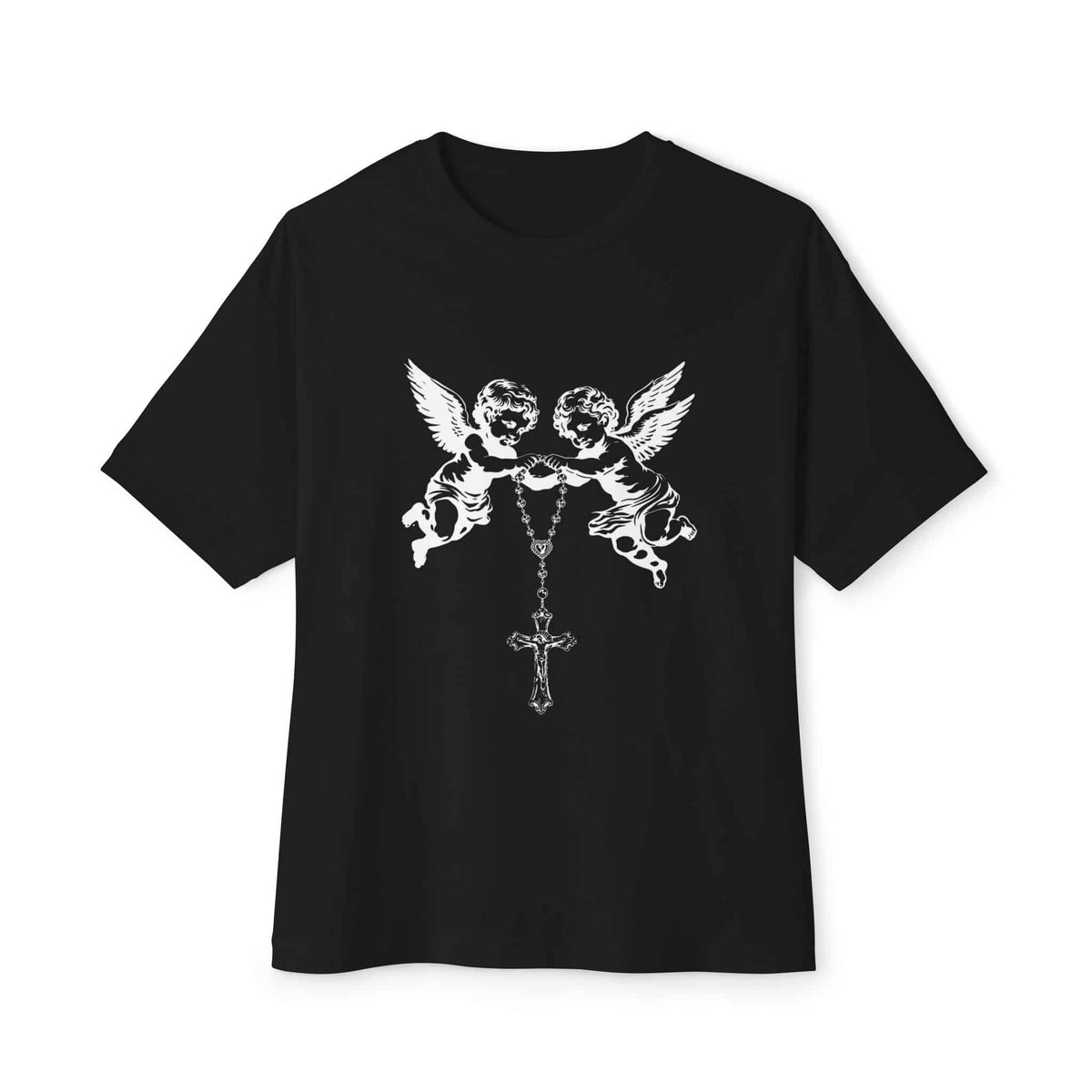 Heavenly Guardians Unisex Oversized Boxy Tee - Black, M image
