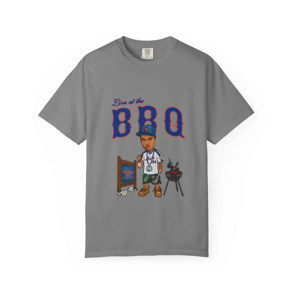 Rap Nas Live At The BBQ Unisex Garment-Dyed T-shirt image