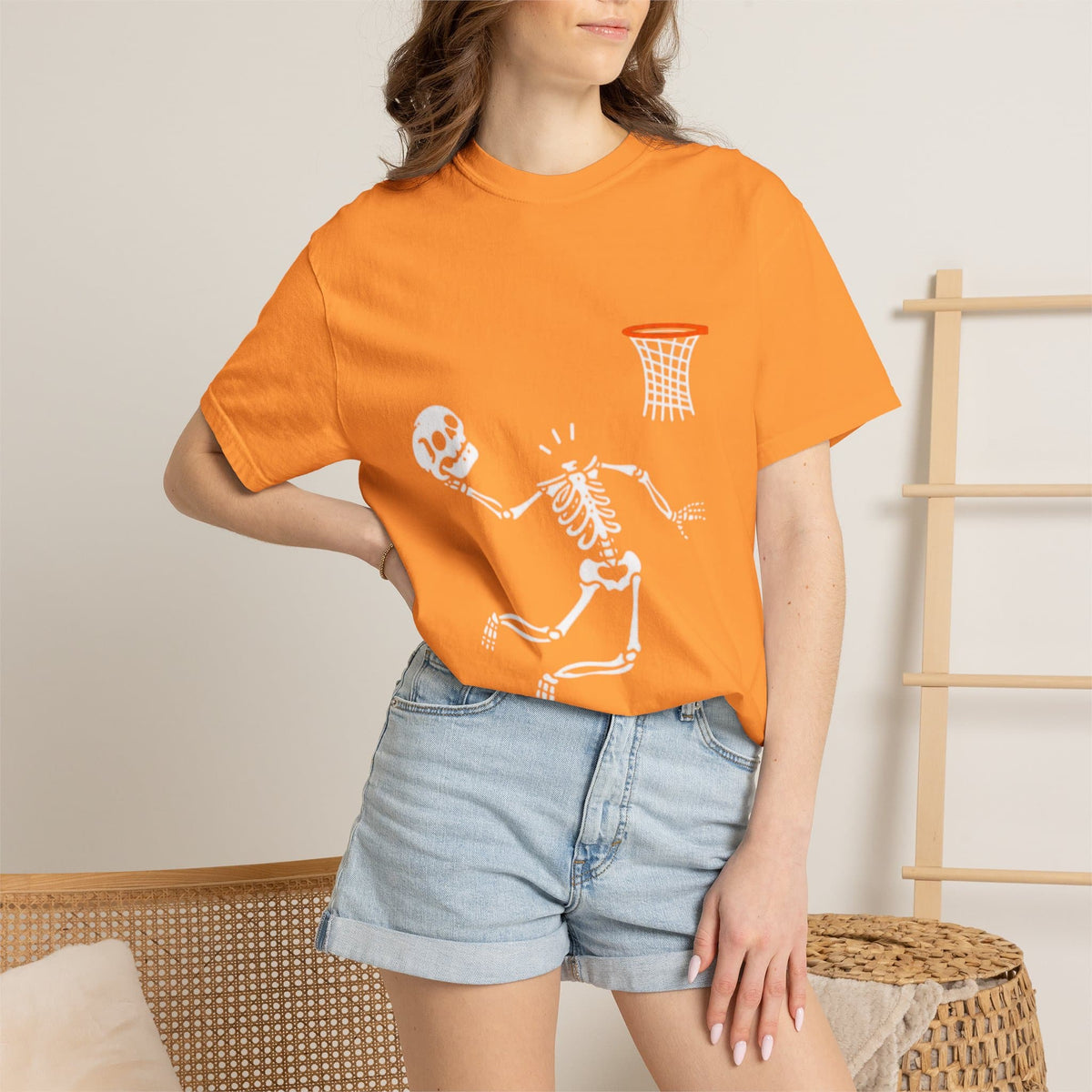 Halloween Basketball Skeleton Unisex Garment-Dyed T-shirt image 64