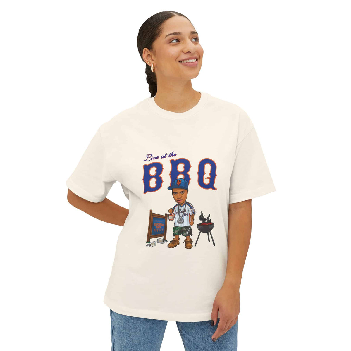 Rap Nas Live At The BBQ Unisex Oversized Boxy Tee image 7