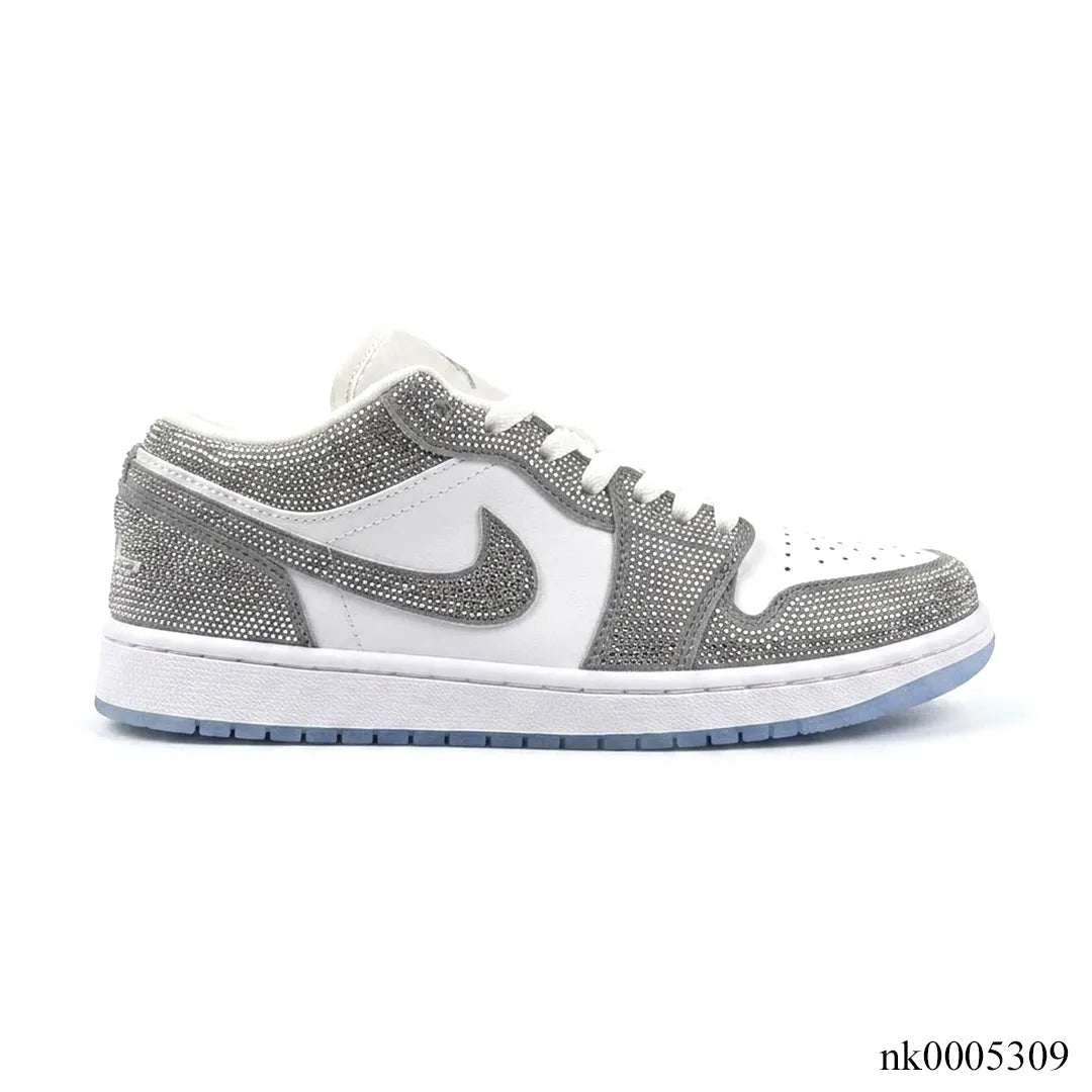 AJ 1 low customized with silver Swarovski crystal Shoes Sneakers – nk0005309 image 0