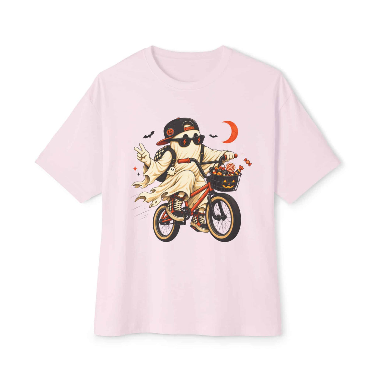 Ghost Rider BMX Unisex Oversized Boxy Tee - Soft Pink, XS image