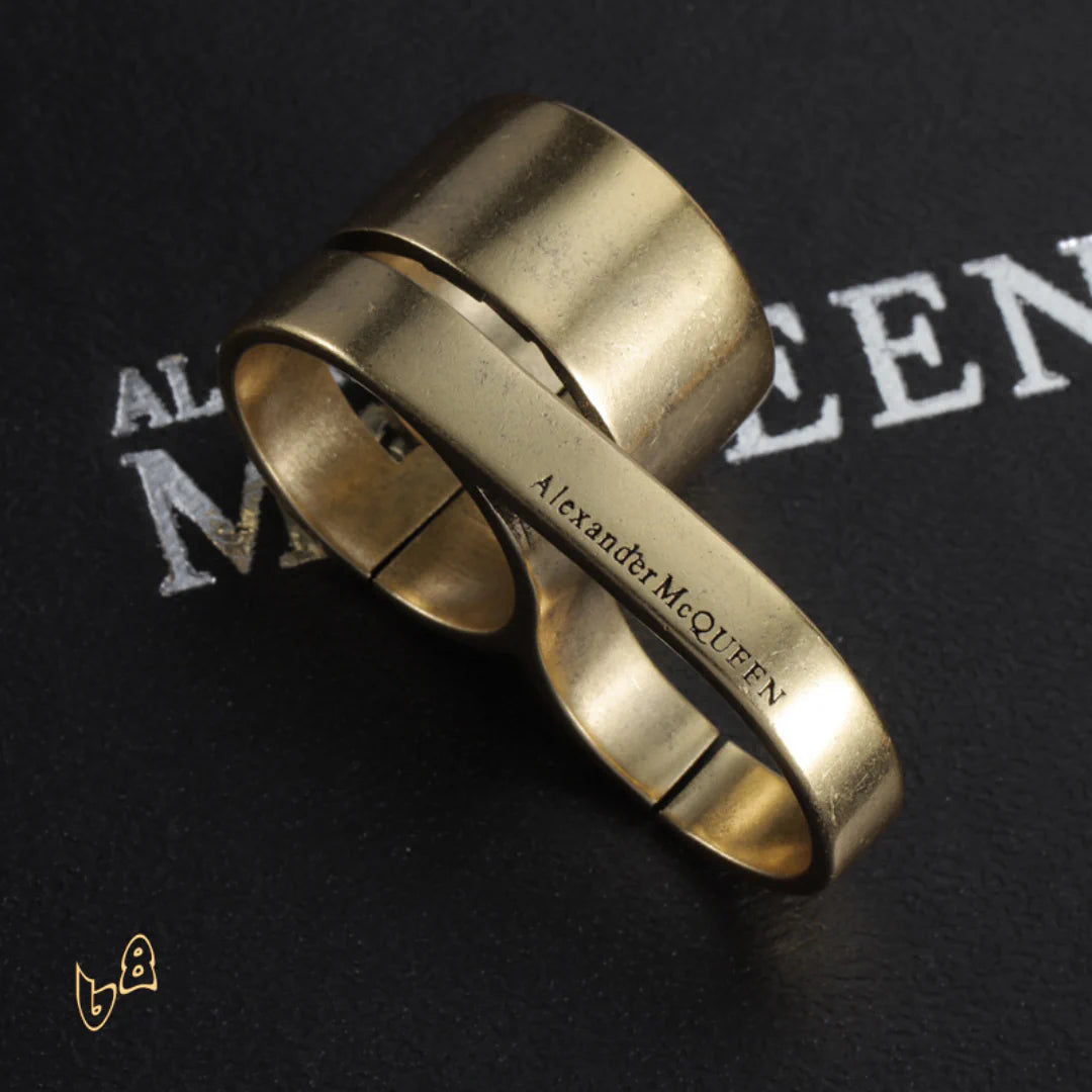 McQueen Double Logo-Engraved Antiqued Ring - MCQ0013 image 2