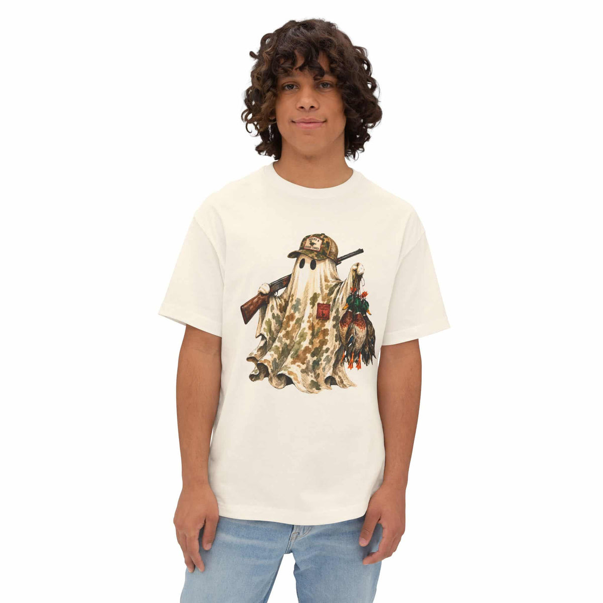 Hunting Season Spooky Camo Mallards Unisex Oversized Boxy Tee image 13
