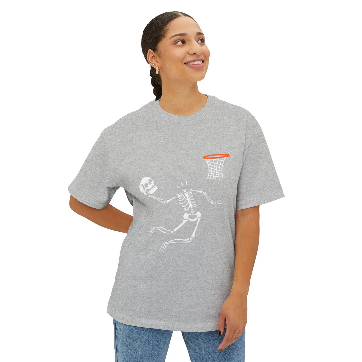 Halloween Basketball Skeleton Unisex Oversized Boxy Tee image 44
