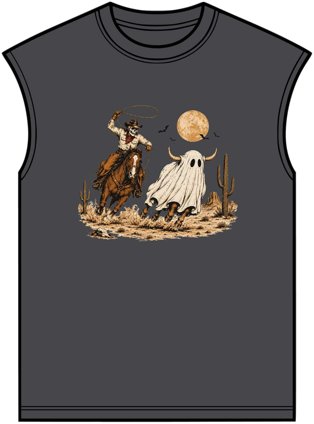 Halloween Cowboy Unisex Garment-Dyed Muscle Tee image