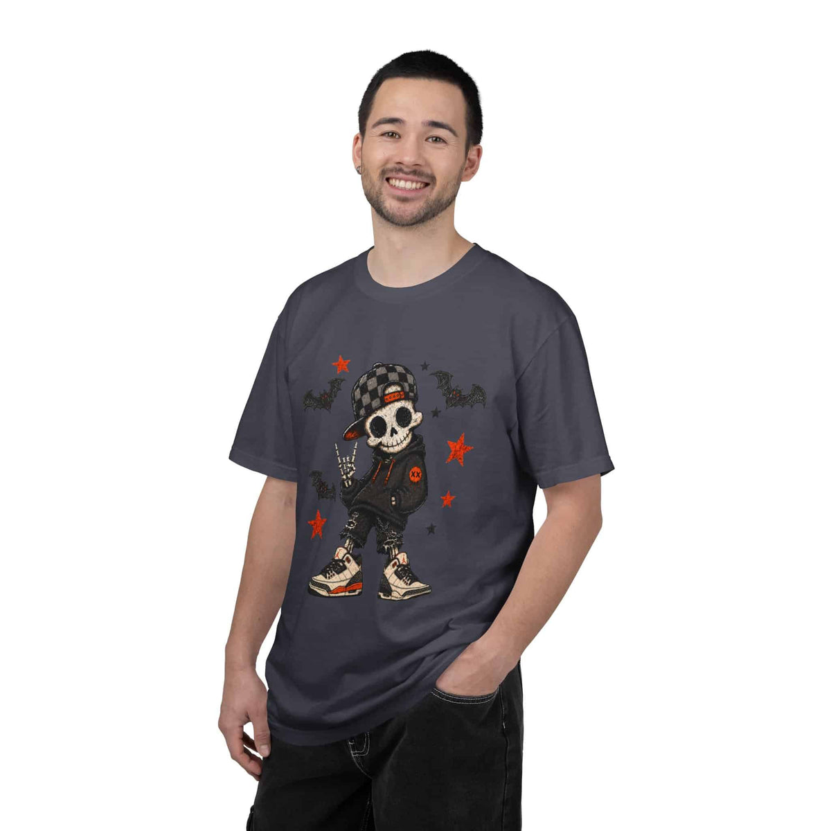 Boy Skeleton Halloween Unisex Garment-Dyed T-shirt image 95