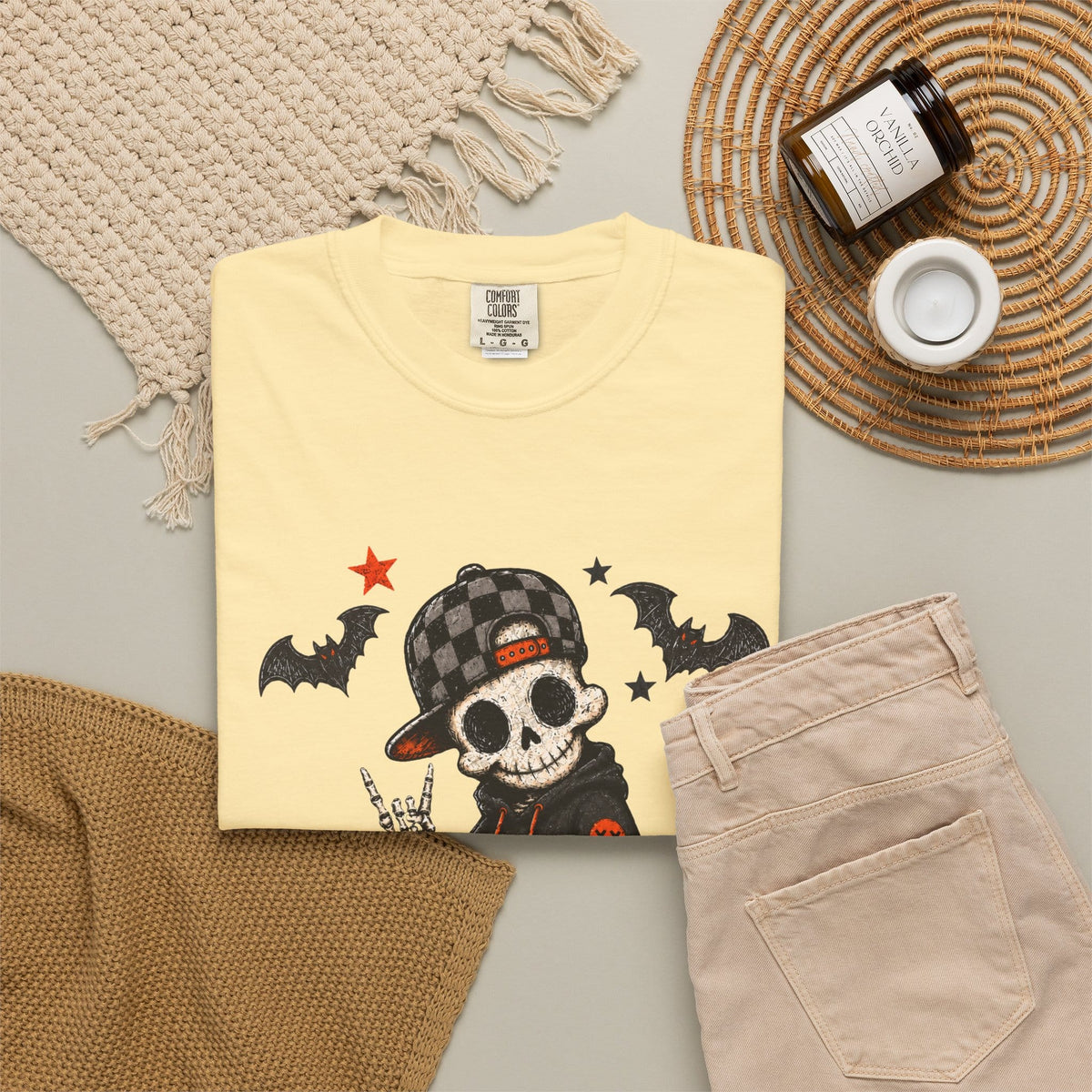 Boy Skeleton Halloween Unisex Garment-Dyed T-shirt image 24
