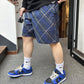 BUR Archive Check Knight Motif Shorts in Navy - 379 - bbr0000379 image 2