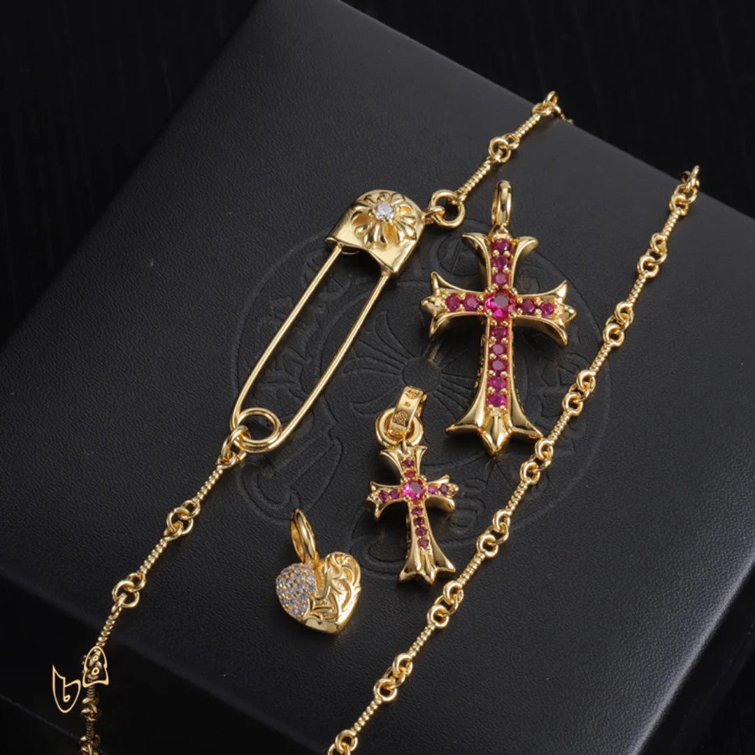 CH Cross & Heart Pin Pendant Necklace - CH0048 image 4