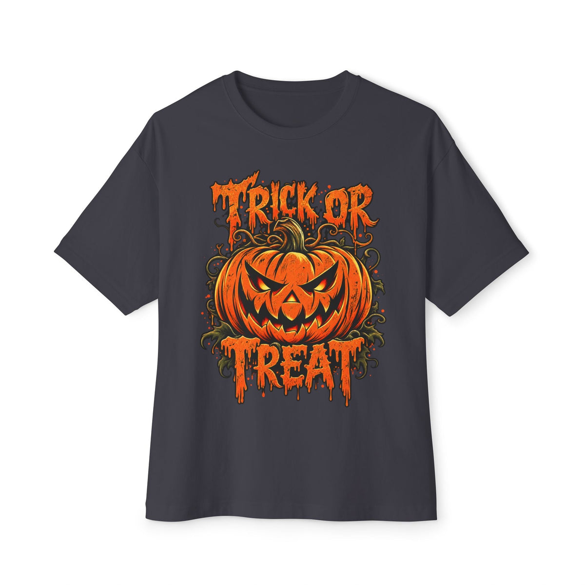 Trick or Treat Unisex Oversized Boxy Tee - Dark Grey, 2XL image