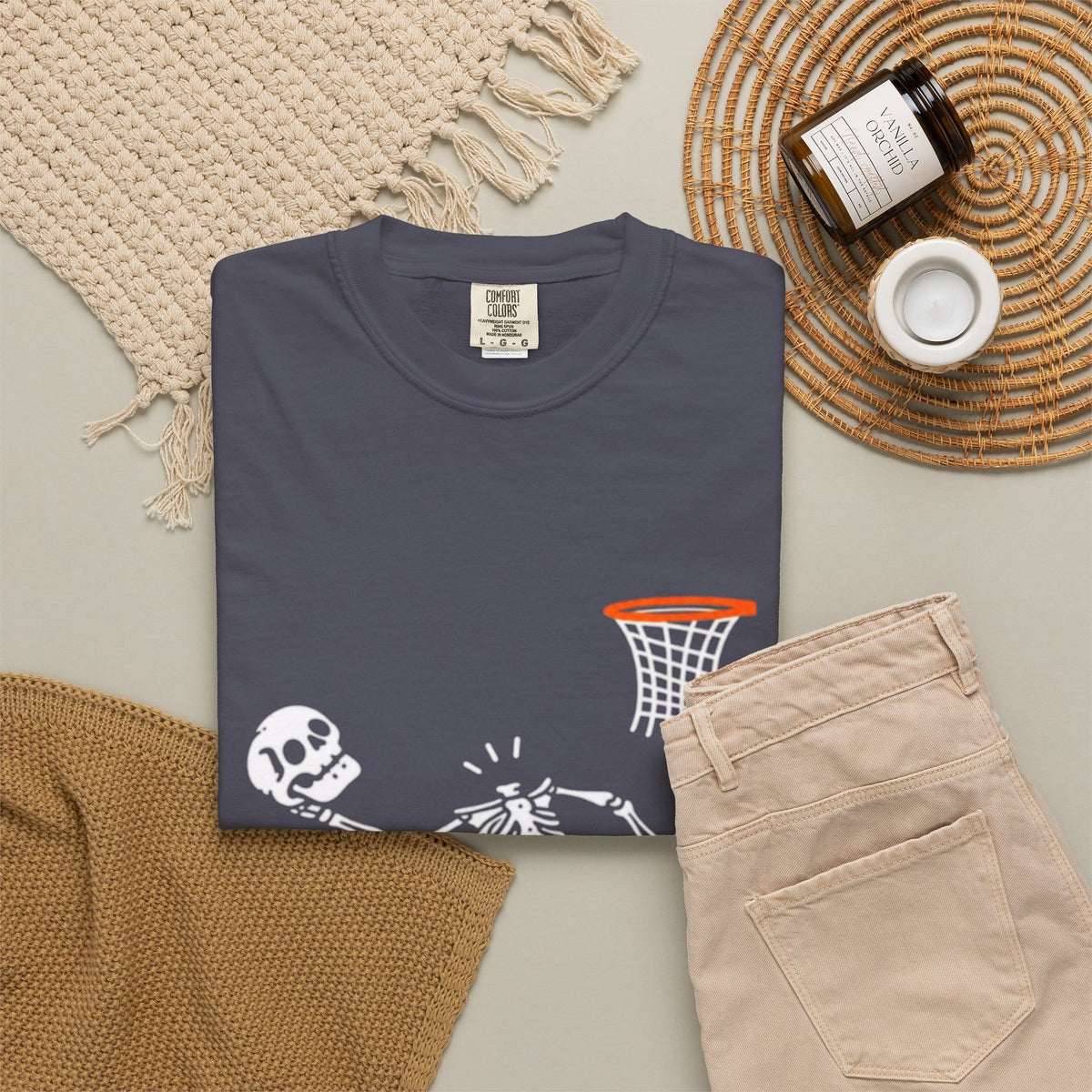 Halloween Basketball Skeleton Unisex Garment-Dyed T-shirt image 133