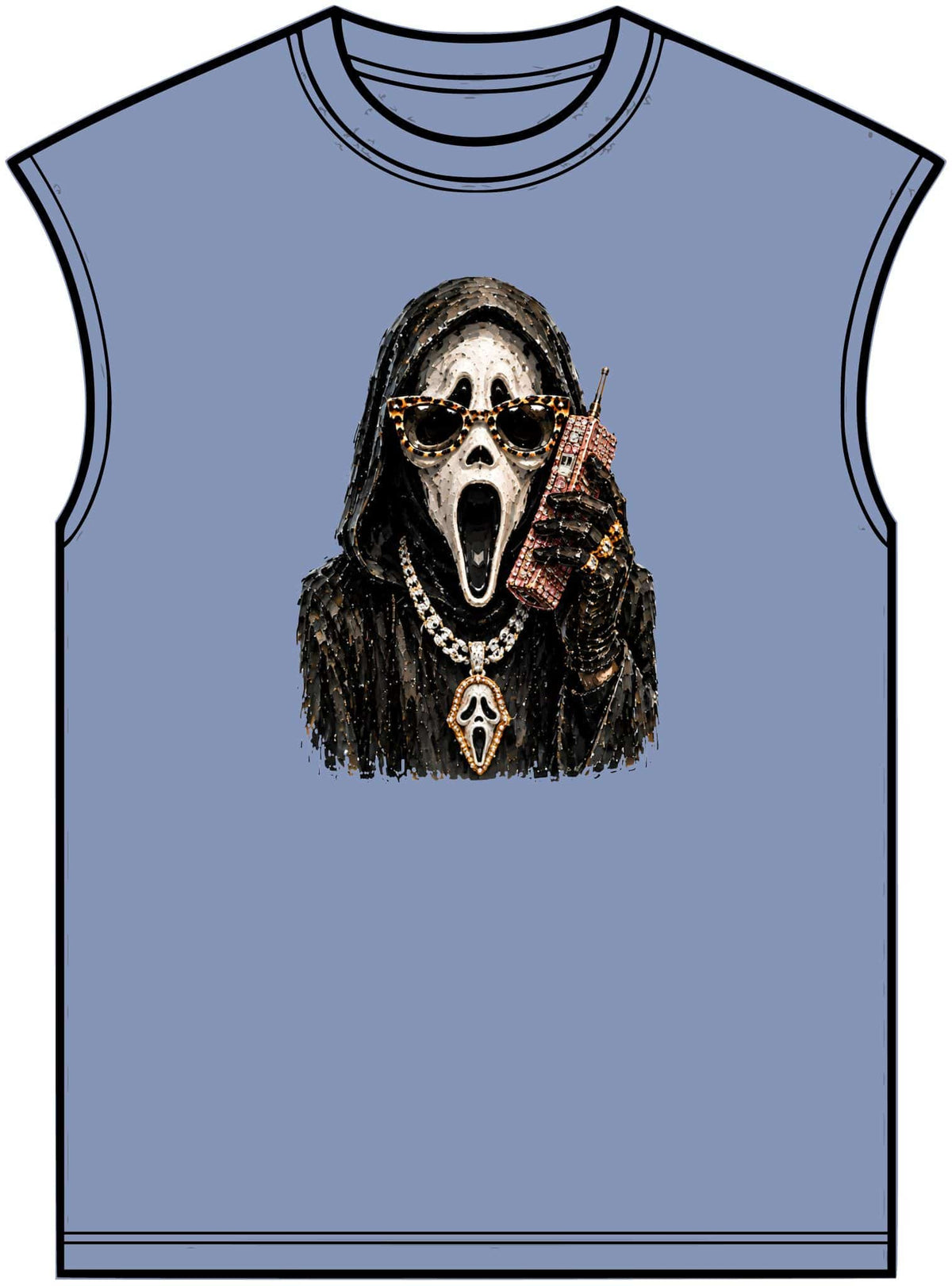 Halloween Ghostface Unisex Garment-Dyed Muscle Tee image