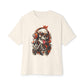 Neon Skull DJ Unisex Oversized Boxy Tee - Natural, XL image