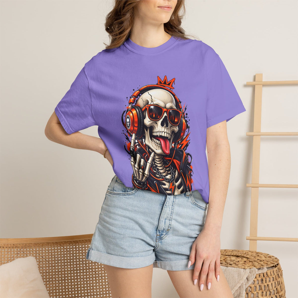 Neon Skull DJ Unisex Garment-Dyed T-shirt image 78