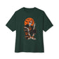 Retro Skater Skeleton Halloween Unisex Oversized Boxy Tee - Forest, XS image