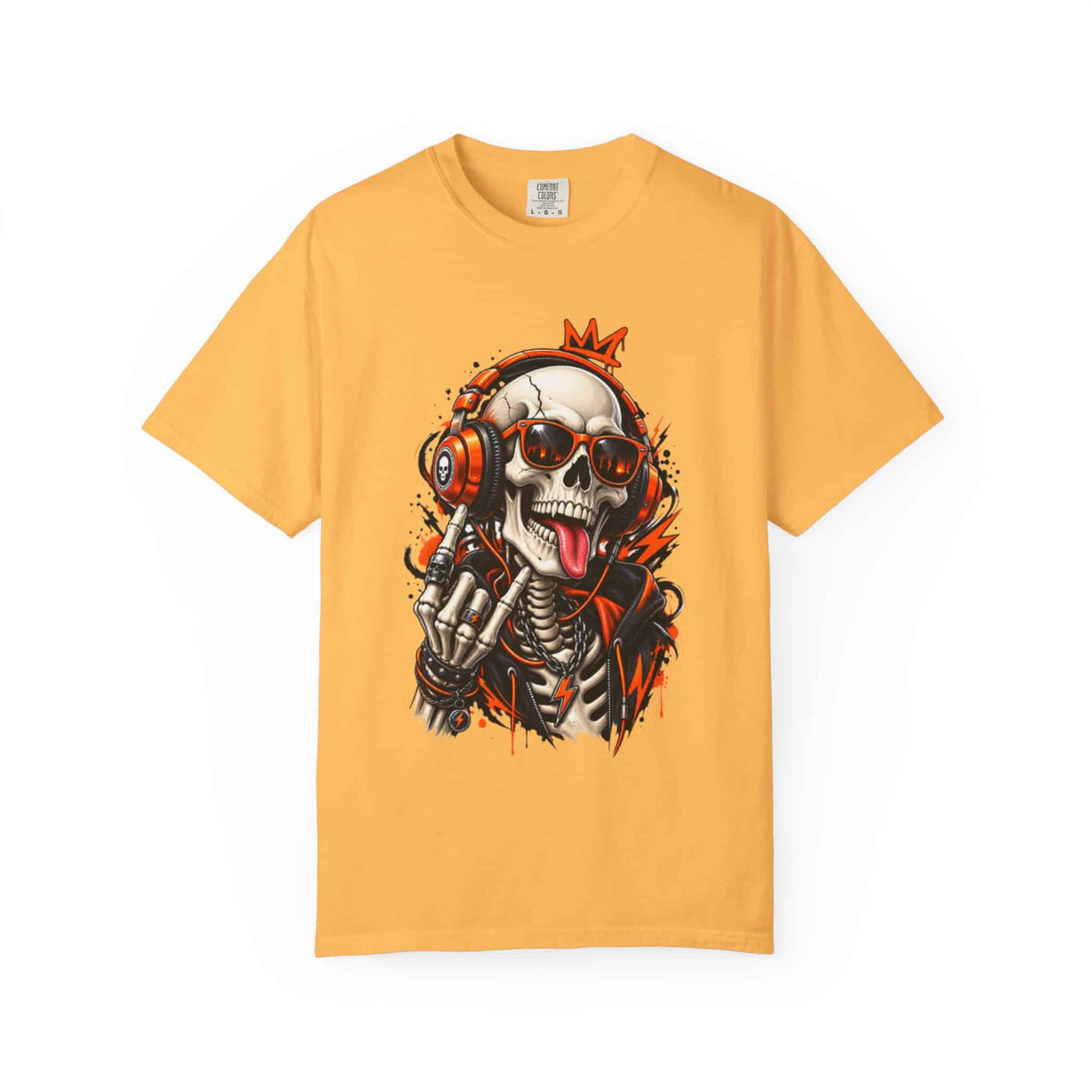 Neon Skull DJ Unisex Garment-Dyed T-shirt image