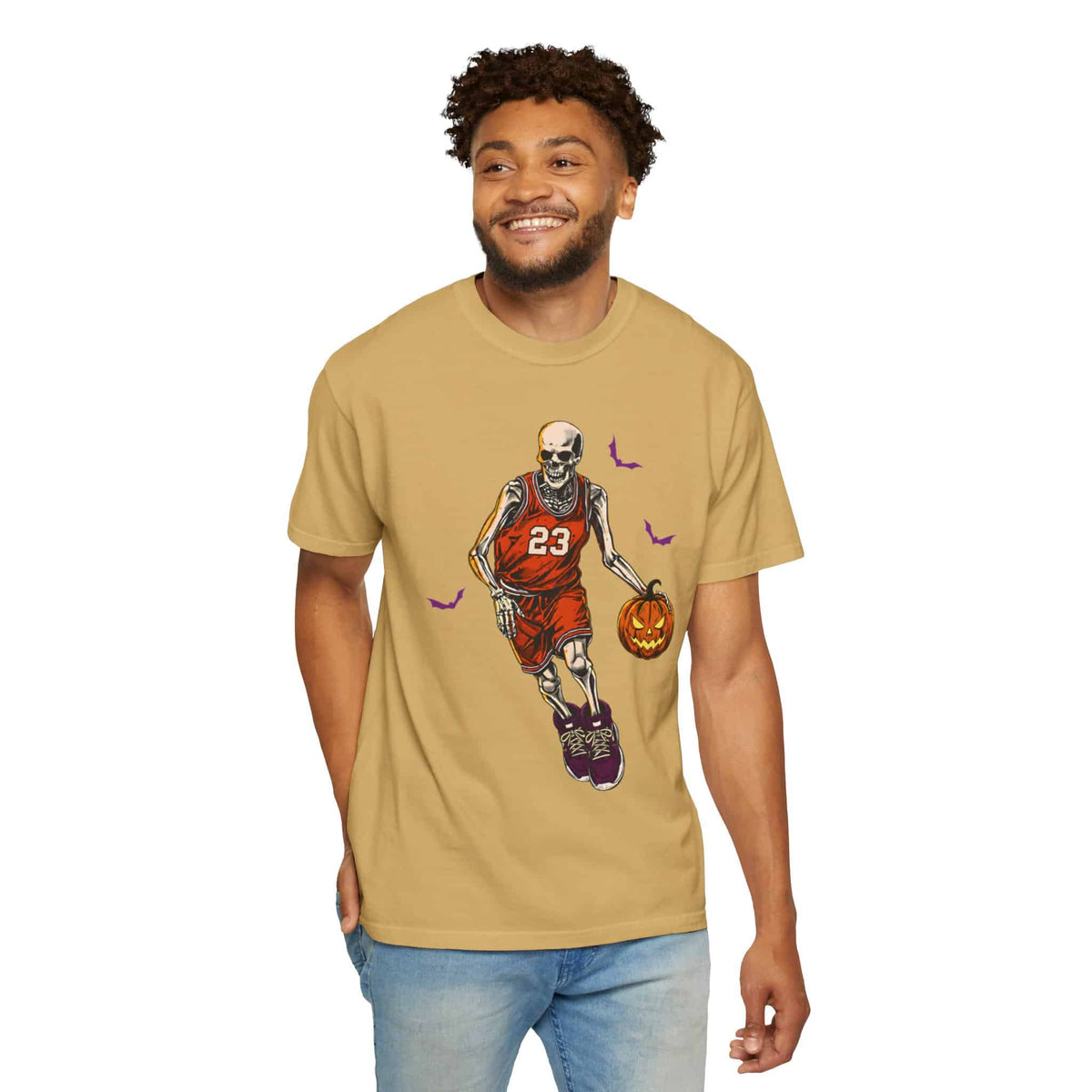 Halloween Basketball Unisex Garment-Dyed T-shirt image 35