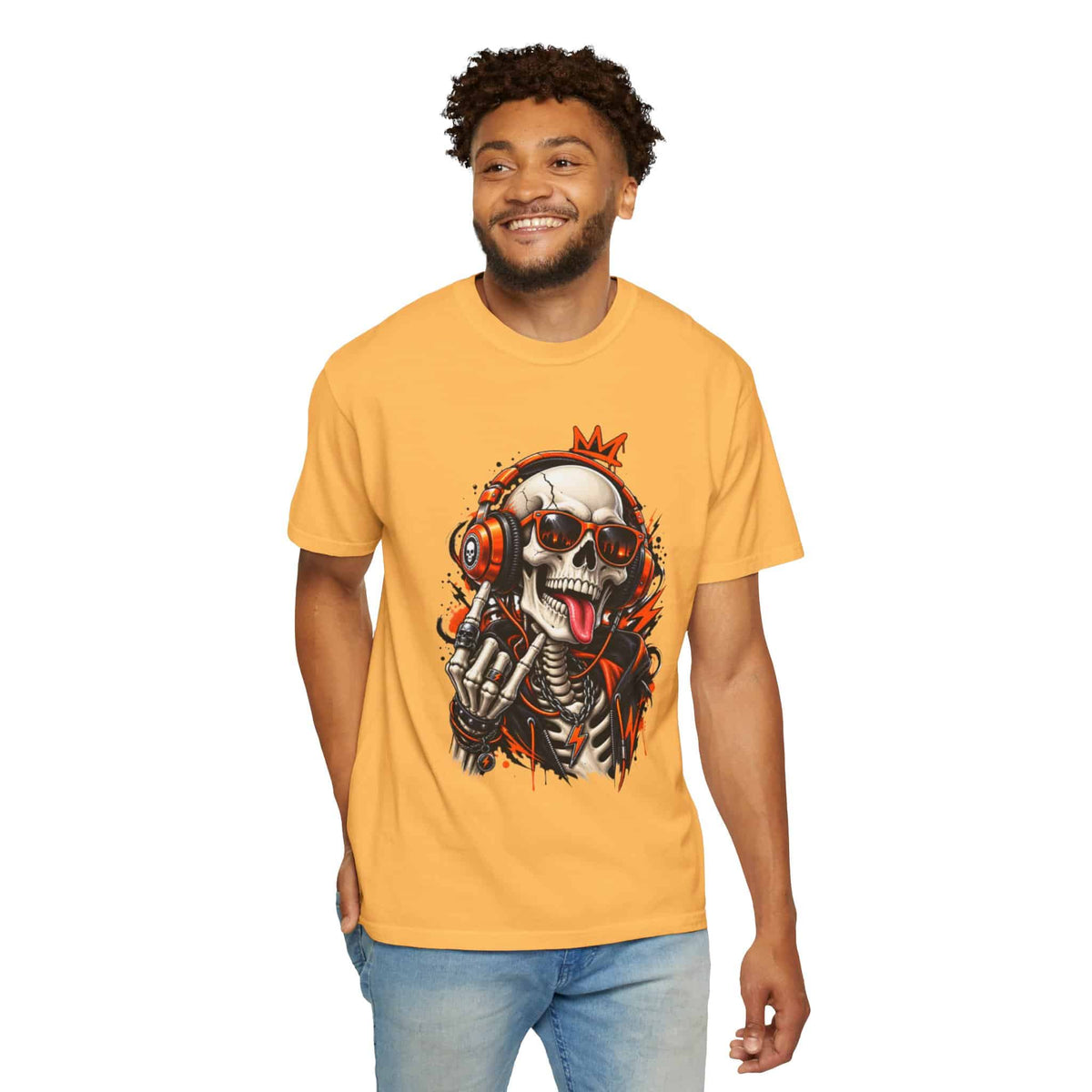 Neon Skull DJ Unisex Garment-Dyed T-shirt image 52