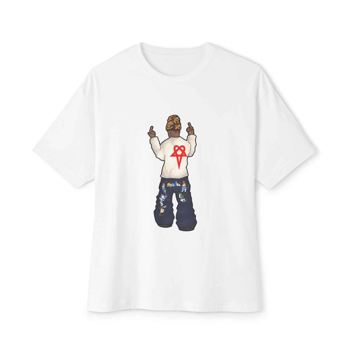 Rebel Attitude Unisex Oversized Boxy Tee - White, XL image