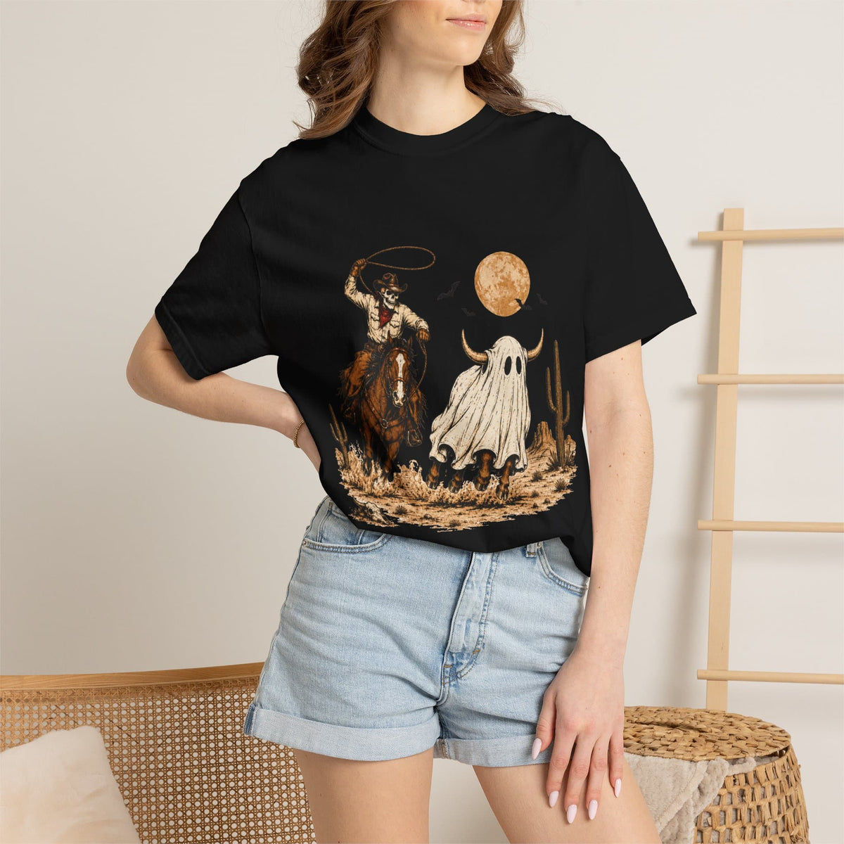 Halloween Basketball Skeleton Unisex Garment-Dyed T-shirt image 8
