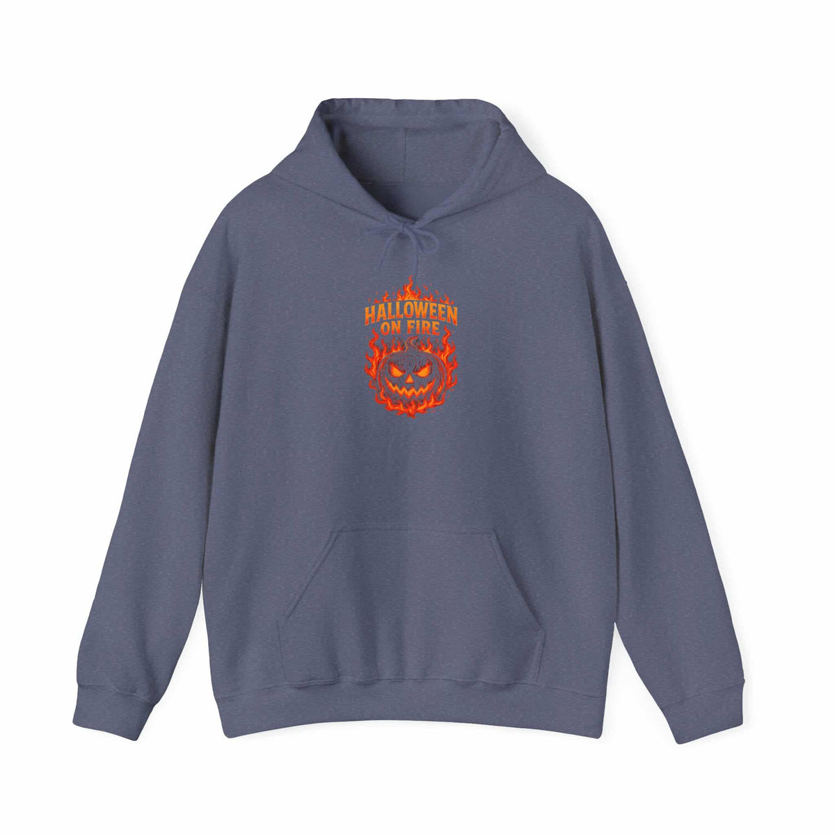 Halloween on Fire Hooded Sweatshirt - M, Heather Navy image