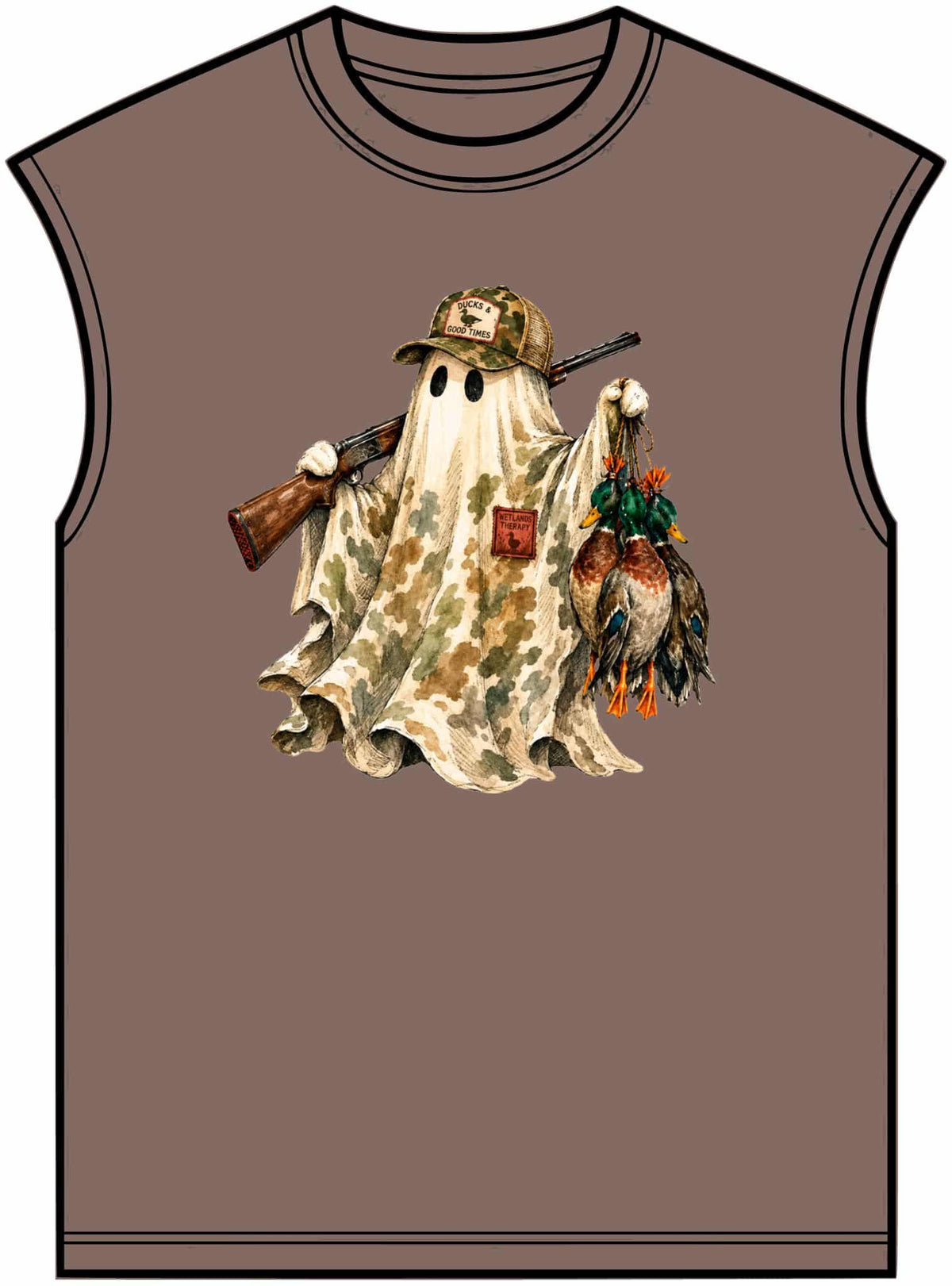 Hunting Season Spooky Camo Mallards Unisex Garment-Dyed Muscle Tee image 4