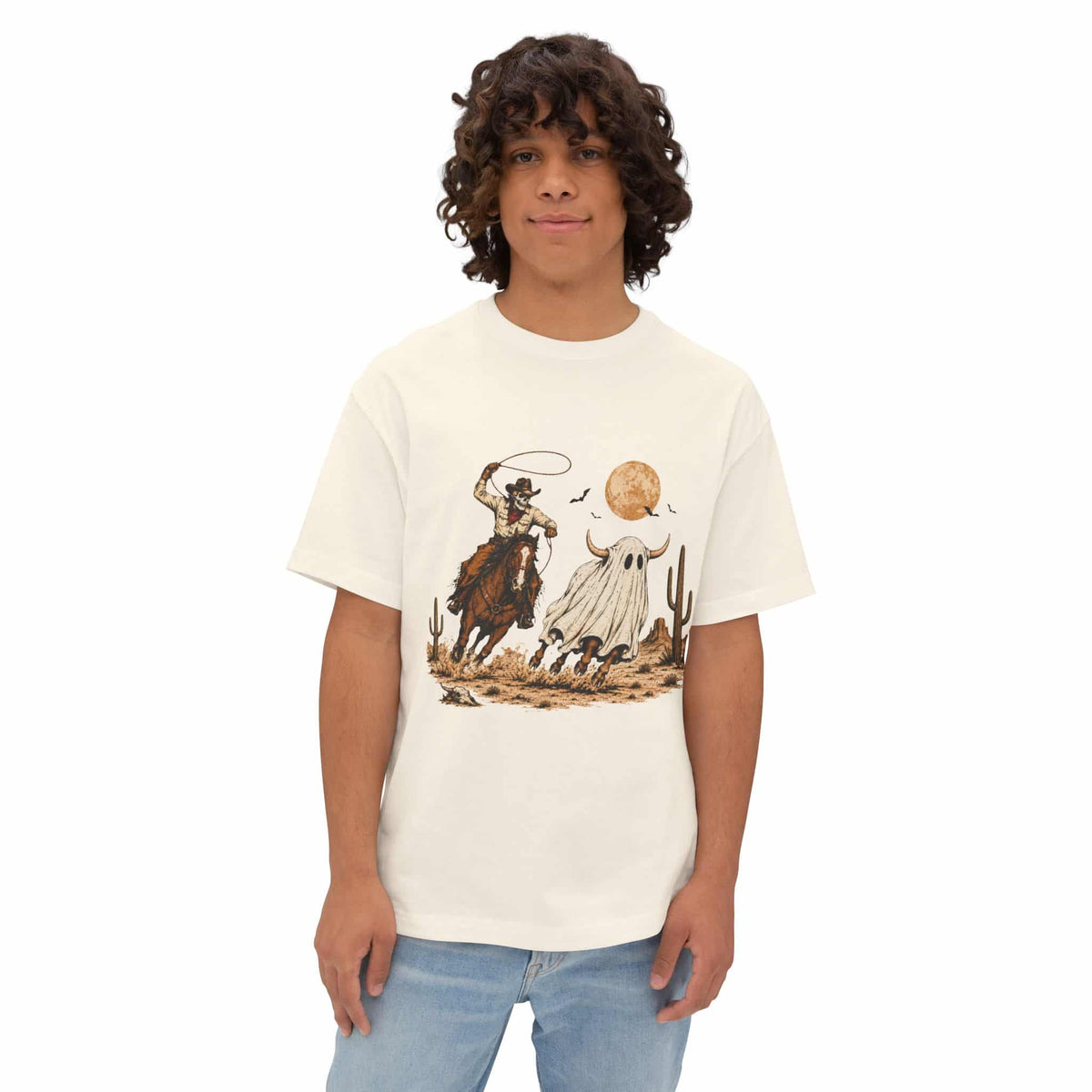 Halloween Cowboy Unisex Oversized Boxy Tee image 23