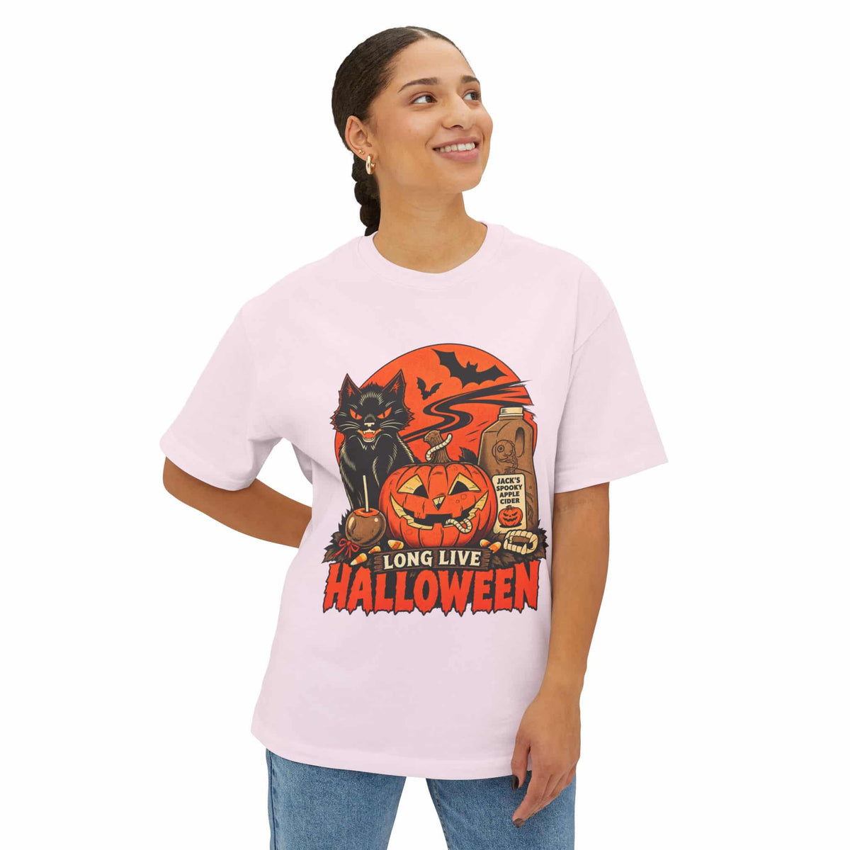 Midnight Cat Unisex Oversized Boxy Tee image 2