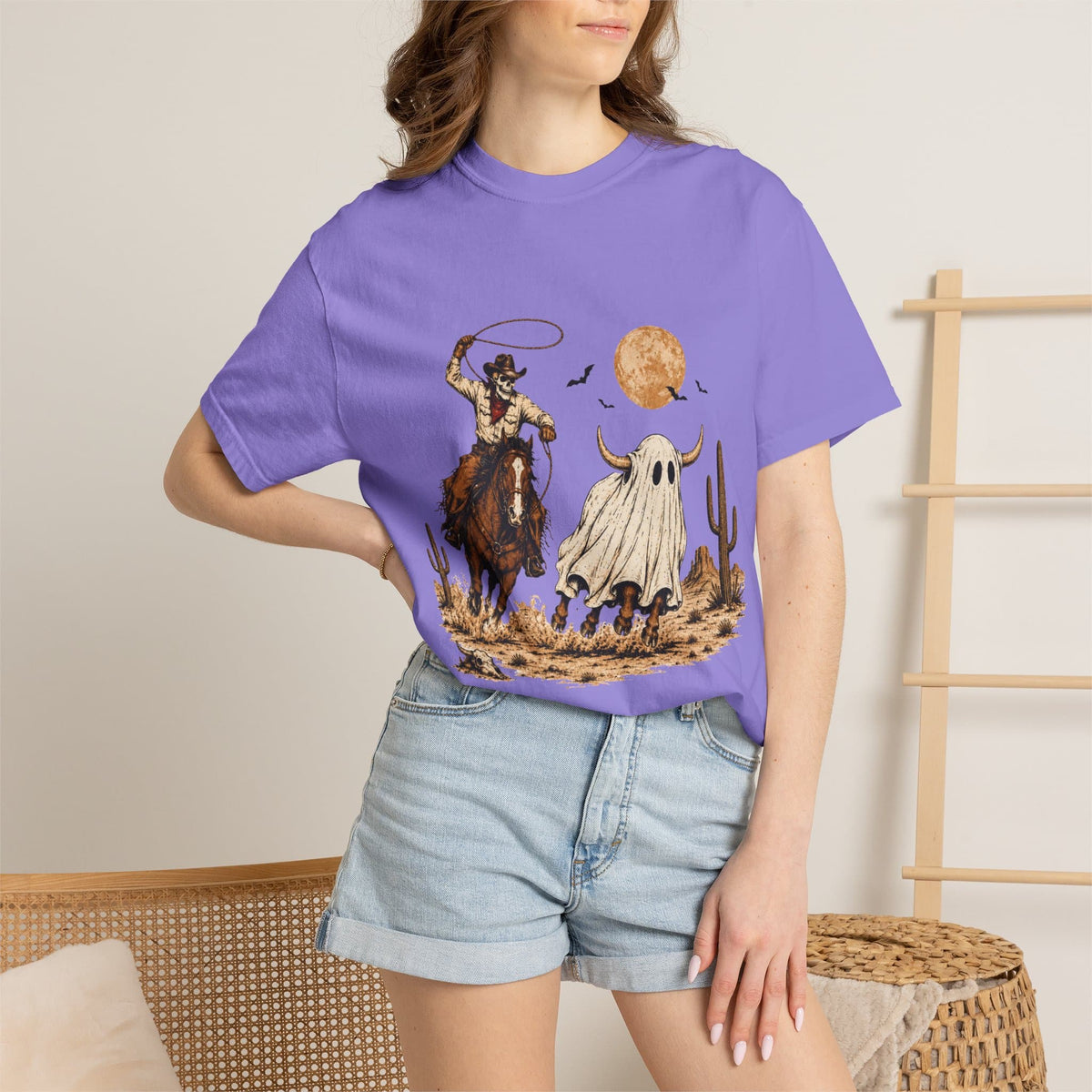 Halloween Basketball Skeleton Unisex Garment-Dyed T-shirt image 78
