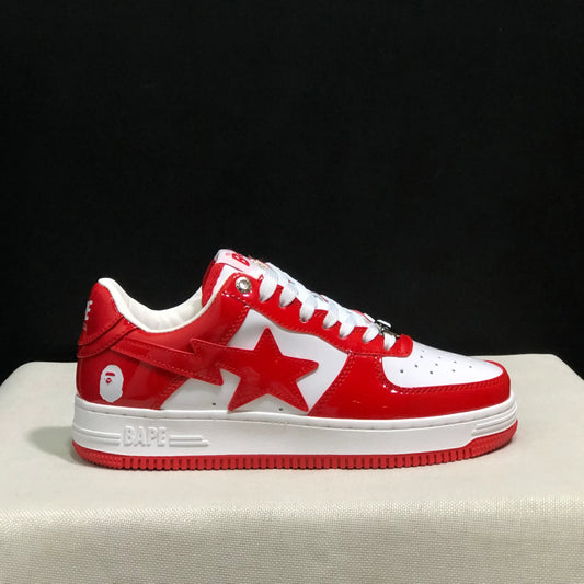 A Bathing Ape Bape Sta Patent Leather White Red (2023) Shoes Sneakers - nk0005516 image 2