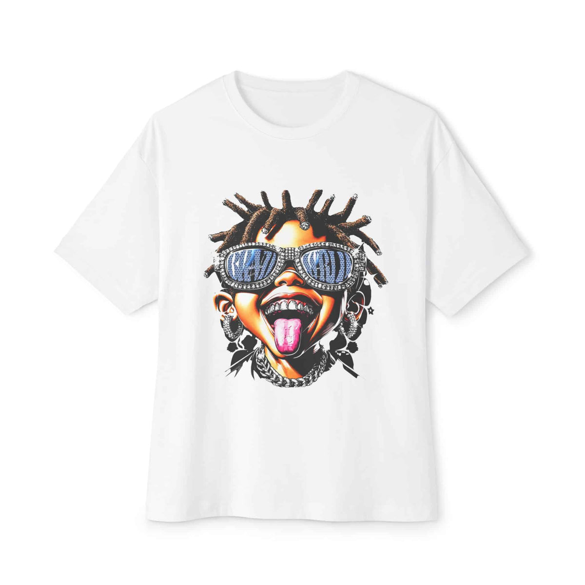 Diamond Drip Unisex Oversized Boxy Tee - White, 3XL image