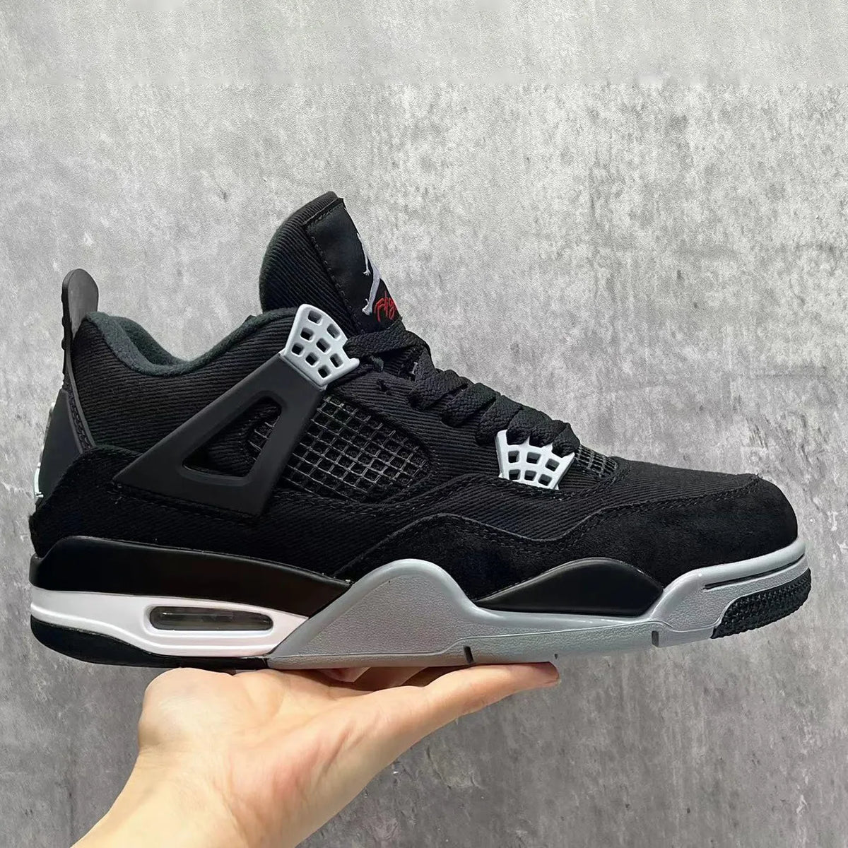 AJ 4 Retro Black Canvas Shoes Sneakers - nk0002275 image 7