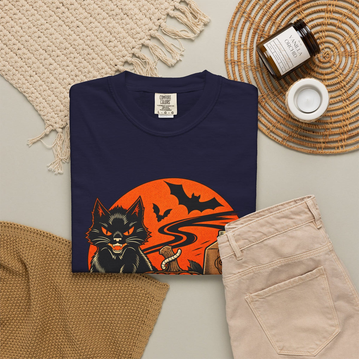 Midnight Cat Unisex Garment-Dyed T-shirt image 78