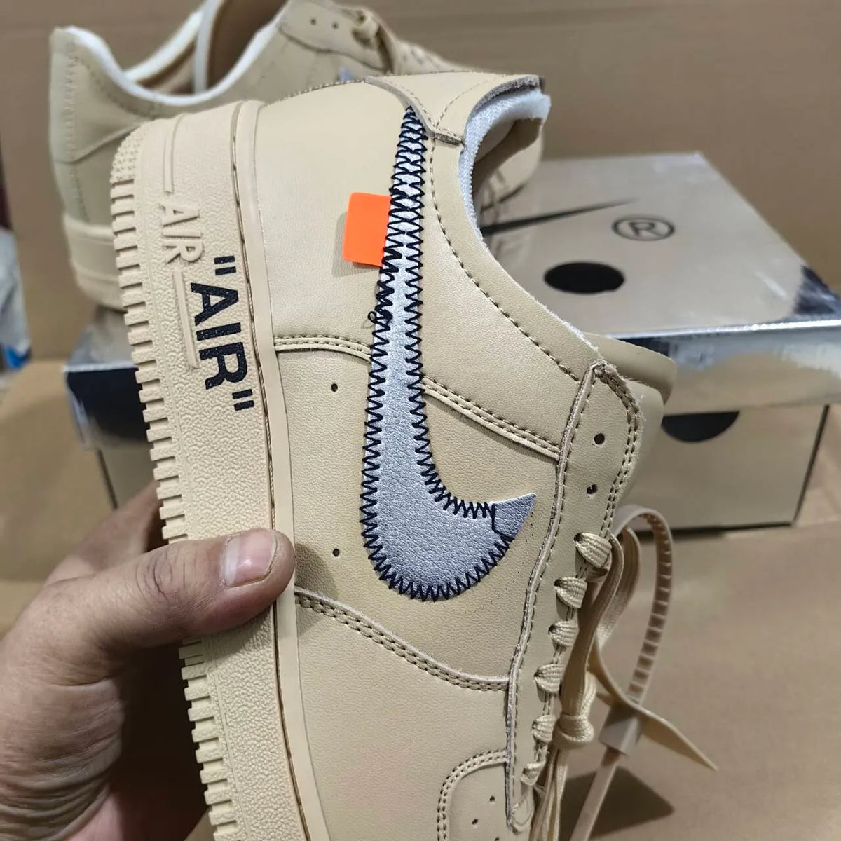 OW x AF 1 Low Sesame Shoes Sneakers - nk0004452 image 12